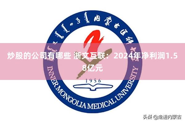 炒股的公司有哪些 浙文互联：2024年净利润1.58亿元