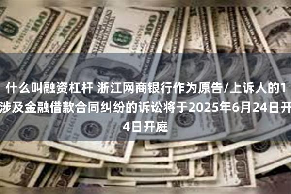 什么叫融资杠杆 浙江网商银行作为原告/上诉人的1起涉及金融借款合同纠纷的诉讼将于2025年6月24日开庭